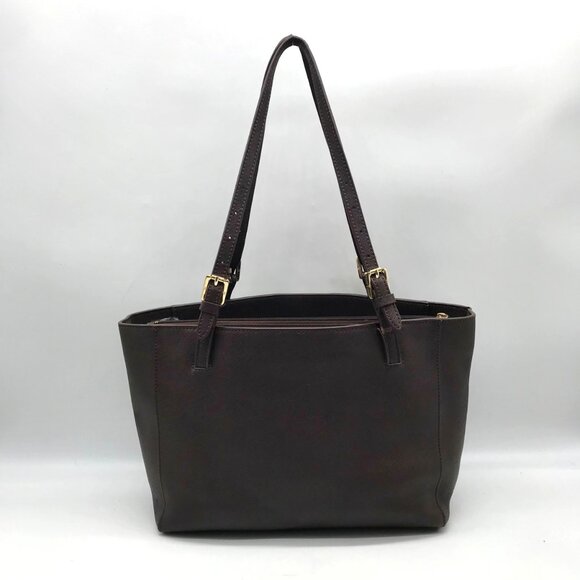Tory Burch Dark Brown Saffiano Leather York Buckle Tote Bag - Picture 2 of 11